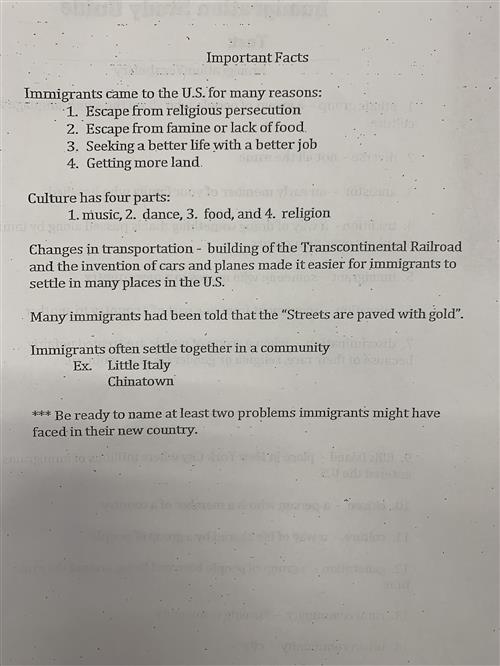 Immigration study guide second page 